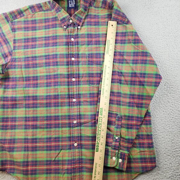 GAP Button Shirt Men's Extra Large Cabincore Cotton Green Red Blue Plaid Preppy - Picture 6 of 9